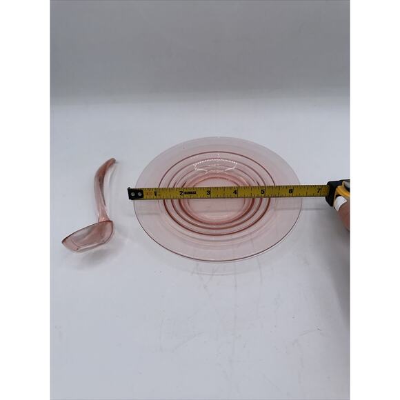 Pink Depression Plate 6” With Small Spoon - Picture 4 of 4